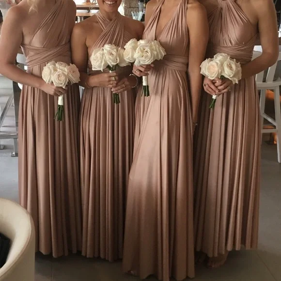 Twobirds | Dresses | Twobirds Rosewood Ballgown Rose Gold Bridesmaids Dress  Convertible | Poshmark